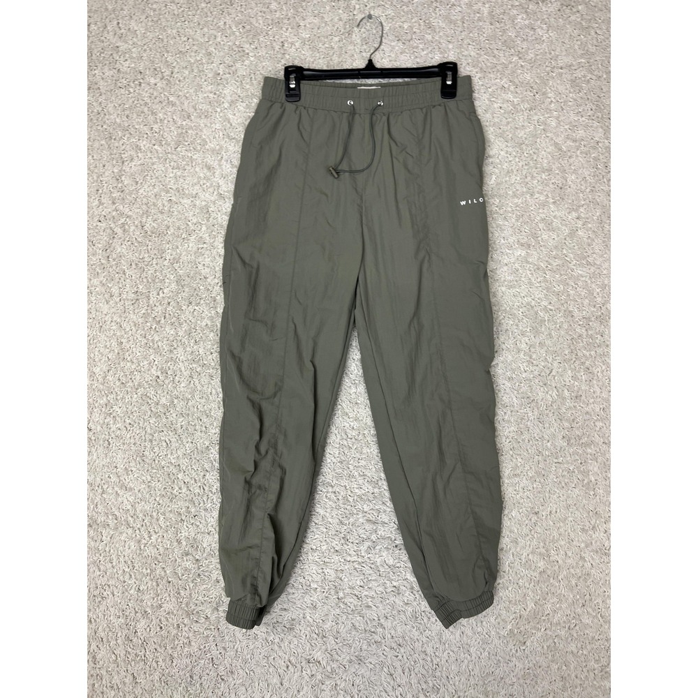 Wilo The Label‎ Pants Mens Medium Green Nylon Drawstring Zip Pocket Joggers